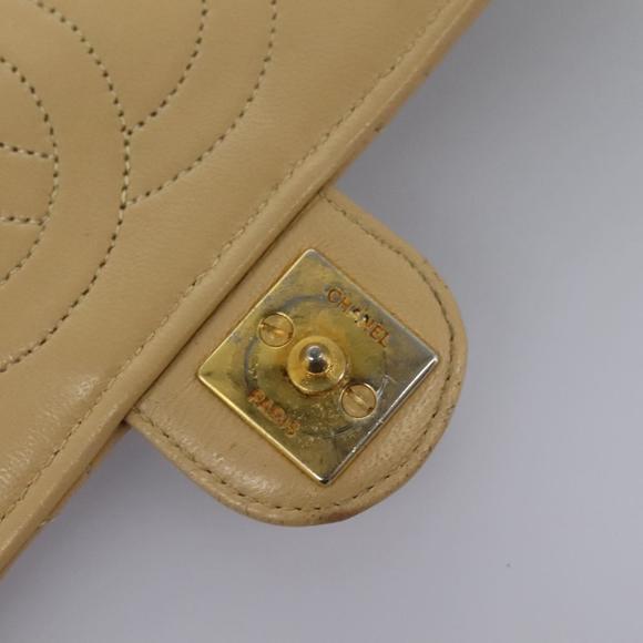 CHANEL Matelasse Chain Shoulder Bag Lamb Skin Beige Gold CC Auth PP327 - Picture 9 of 16